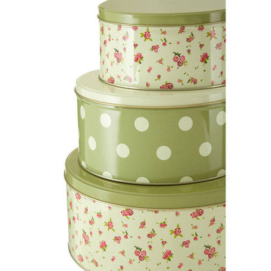 Orsina Rose Cottage Round Storage Tins – Set of 3 Iron Biscuit Tins