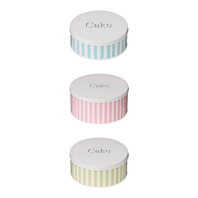 Orsina Green Candy Stripe Cake Tin | Galvanised Steel Storage Container