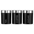 Orsina Liberty Black Enamel Tea Coffee Sugar Canister Set | 3-Piece