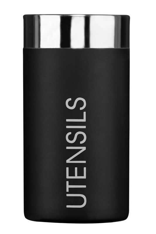 Orsina Black Enamel Utensil Holder | Stainless Steel Trim Organizer