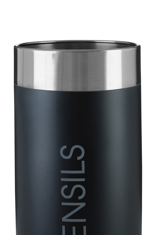Orsina Black Enamel Utensil Holder | Stainless Steel Trim Organizer