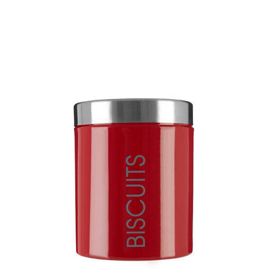 Orsina Red Enamel Biscuit Canister | Stainless Steel Lid Cookie Jar