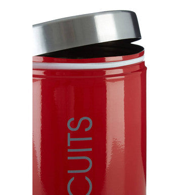 Orsina Red Enamel Biscuit Canister | Stainless Steel Lid Cookie Jar