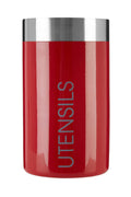 Orsina Red Enamel Utensil Holder | Stainless Steel Trim Kitchen Caddy