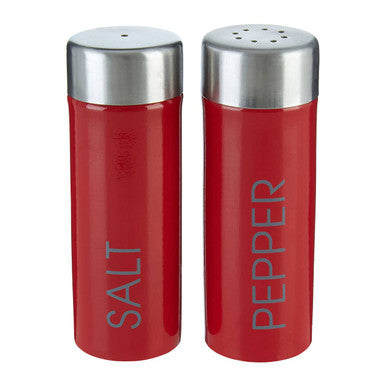 Orsina Red Enamel Salt and Pepper Shaker Set | Stainless Steel Lids