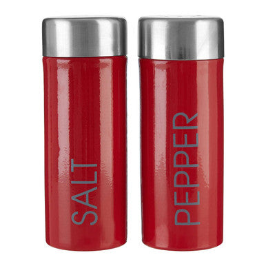 Orsina Red Enamel Salt and Pepper Shaker Set | Stainless Steel Lids