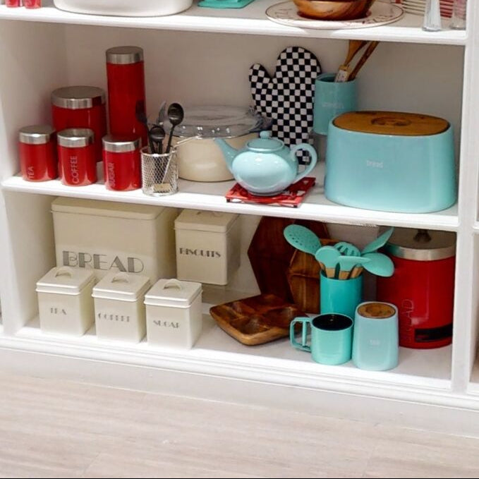Orsina Red Enamel Tea Coffee Sugar Set – Stainless Steel Canisters