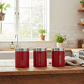 Orsina Red Enamel Tea Coffee Sugar Set – Stainless Steel Canisters