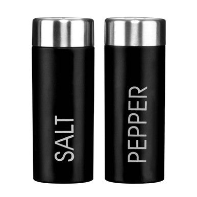 Orsina Liberty Black Enamel Salt and Pepper Set | Stainless Steel Lids