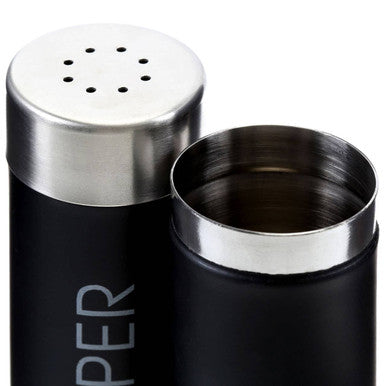 Orsina Liberty Black Enamel Salt and Pepper Set | Stainless Steel Lids