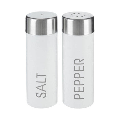 Orsina Liberty White Enamel Salt and Pepper Set | Stainless Steel Lids