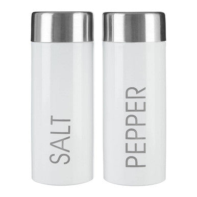 Orsina Liberty White Enamel Salt and Pepper Set | Stainless Steel Lids