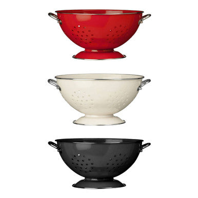 Orsina Hollis Retro Red Enamel Colander – Stainless Steel Strainer