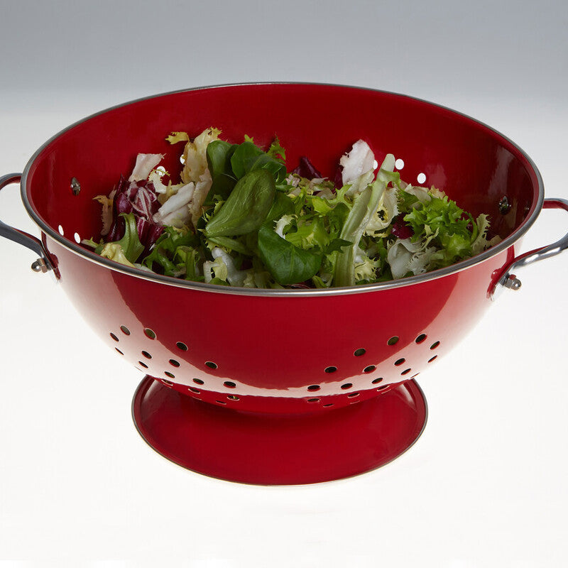 Orsina Hollis Retro Red Enamel Colander – Stainless Steel Strainer