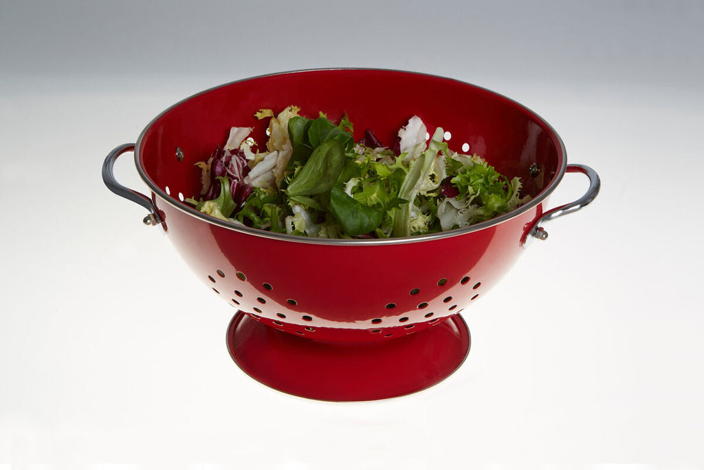 Orsina Hollis Retro Red Enamel Colander – Stainless Steel Strainer