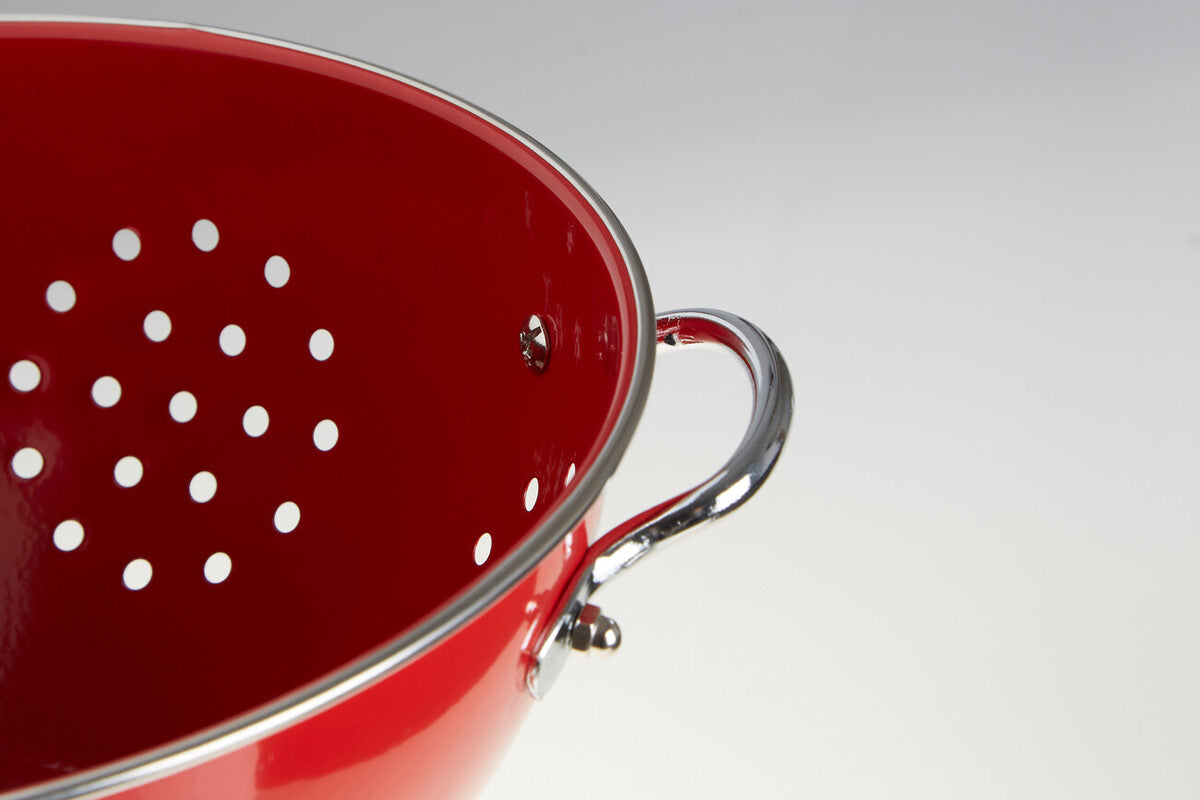 Orsina Hollis Retro Red Enamel Colander – Stainless Steel Strainer