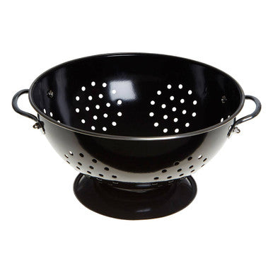 Orsina Hollis Retro Black Enamel Colander | Stainless Steel Strainer