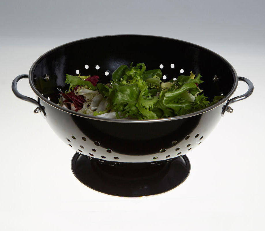 Orsina Hollis Retro Black Enamel Colander | Stainless Steel Strainer