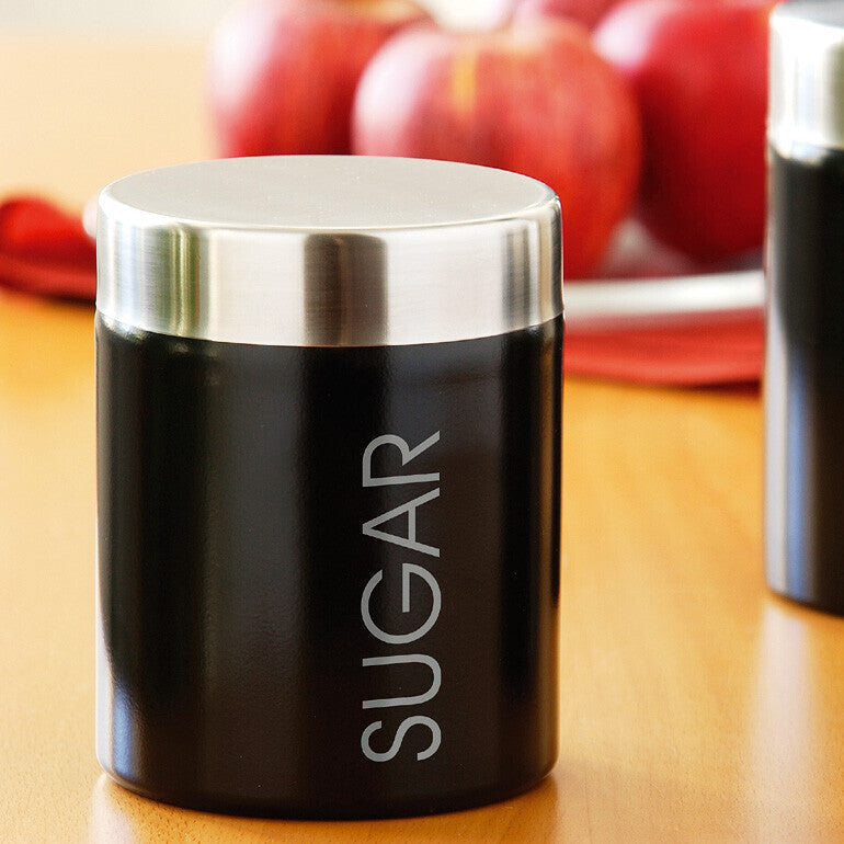 Orsina Liberty Black Enamel Sugar Canister with Silver Lid – 1L