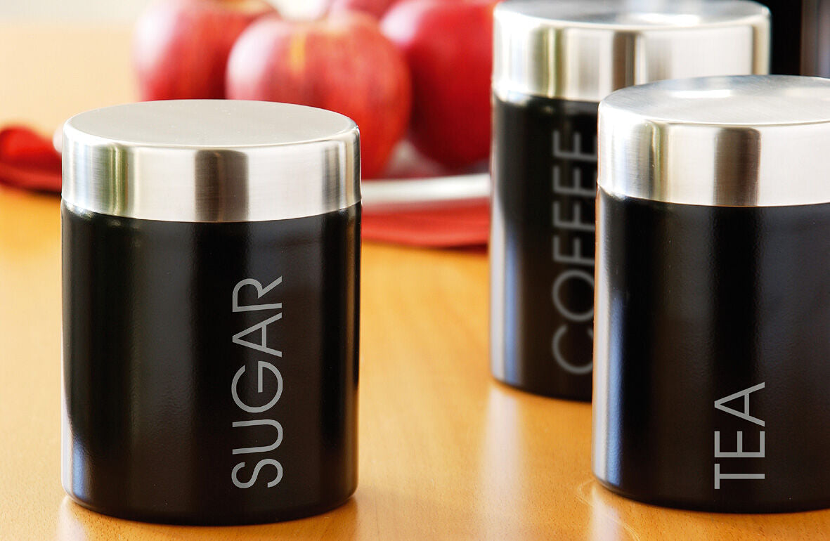 Orsina Liberty Black Enamel Sugar Canister with Silver Lid – 1L