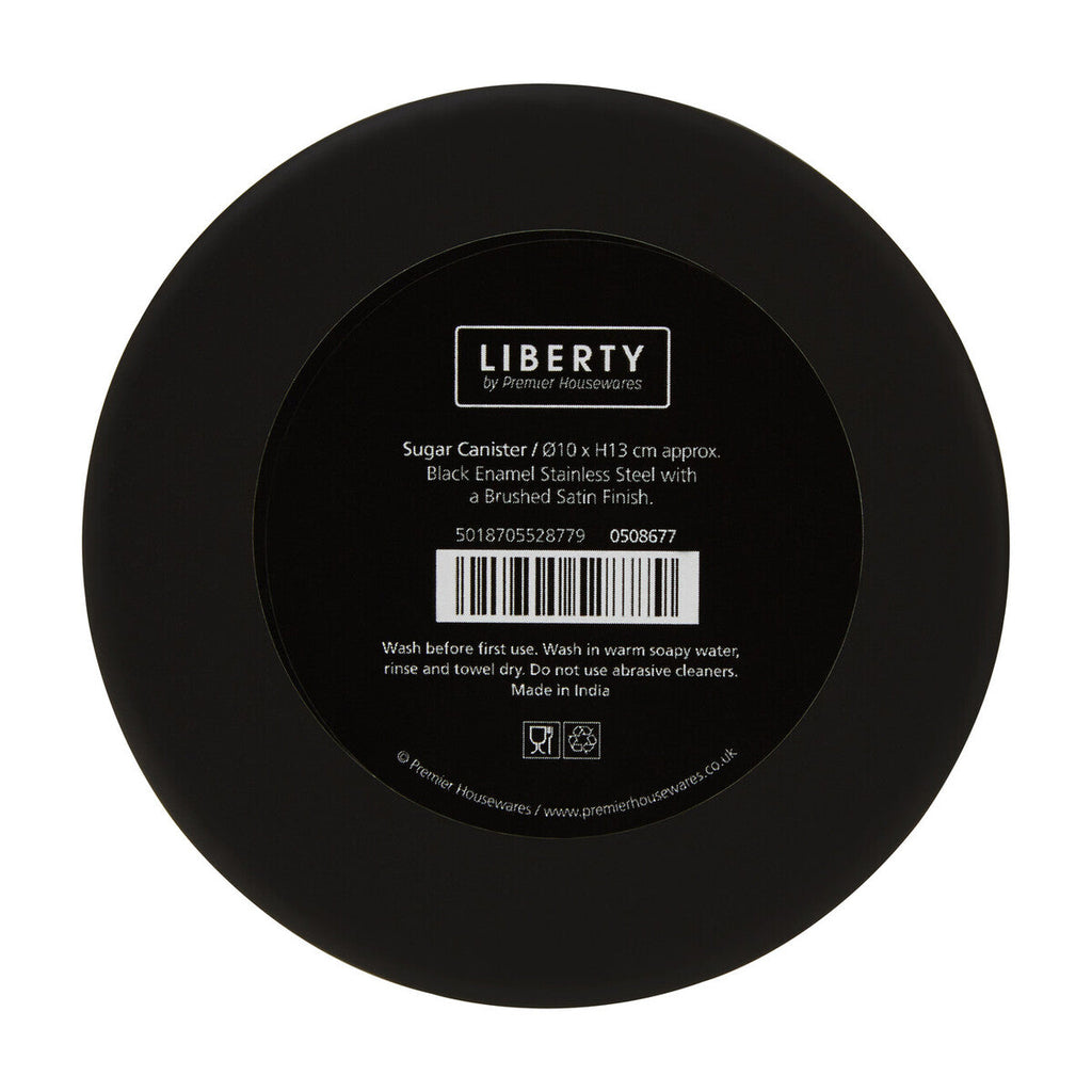 Orsina Liberty Black Enamel Sugar Canister with Silver Lid – 1L
