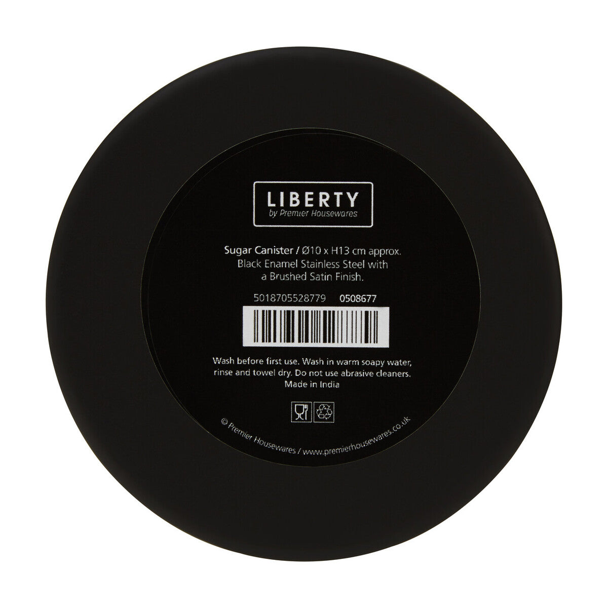 Orsina Liberty Black Enamel Sugar Canister with Silver Lid – 1L
