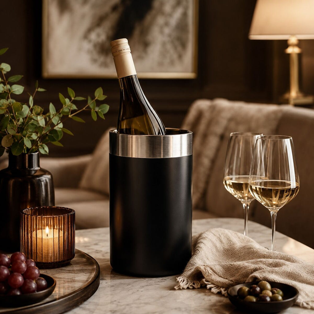 Orsina Black Enamel Bottle Cooler – Insulated Stainless Steel Wine Chiller