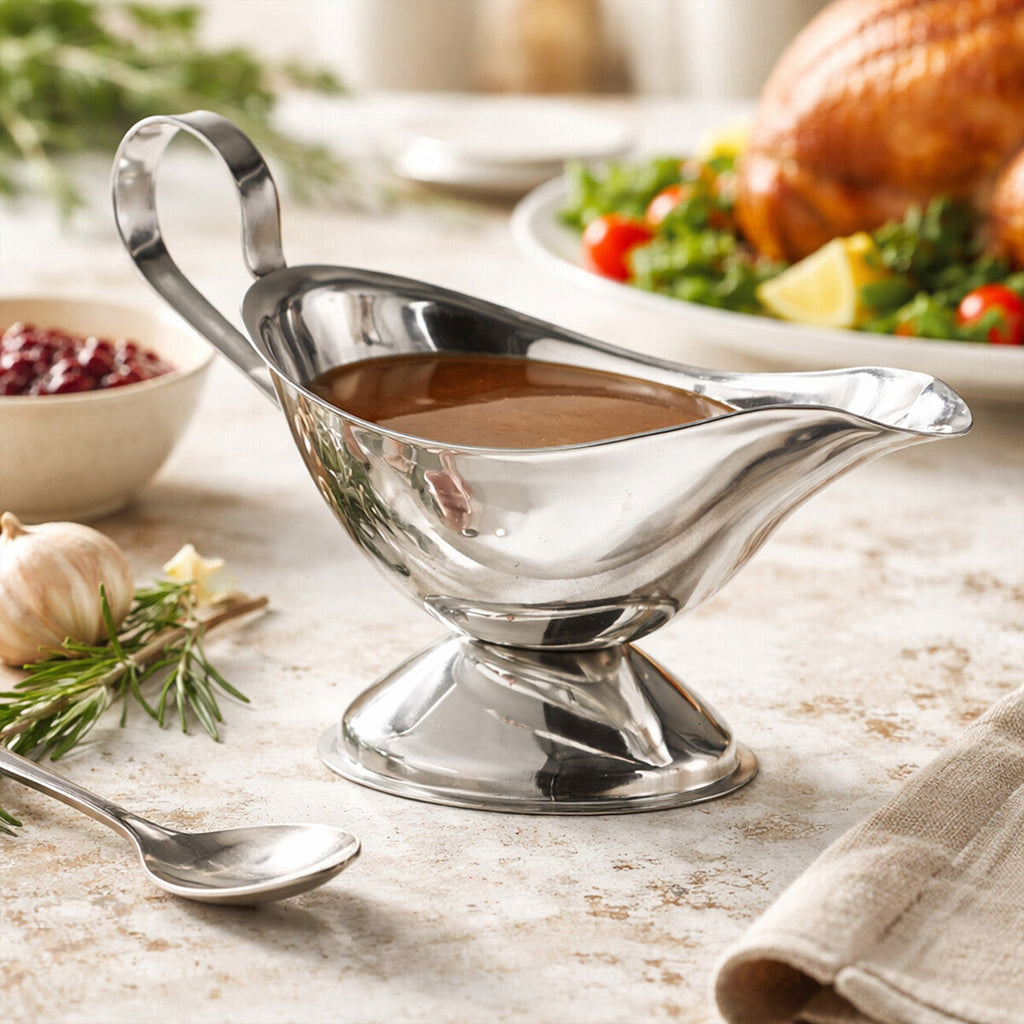 Orsina Sutton Stainless Steel Gravy Boat – 8oz Polished Sauce Server