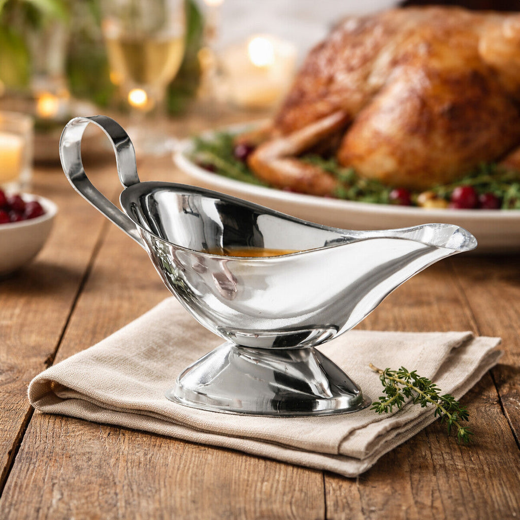 Orsina Sutton Stainless Steel Gravy Boat – 8oz Polished Sauce Server