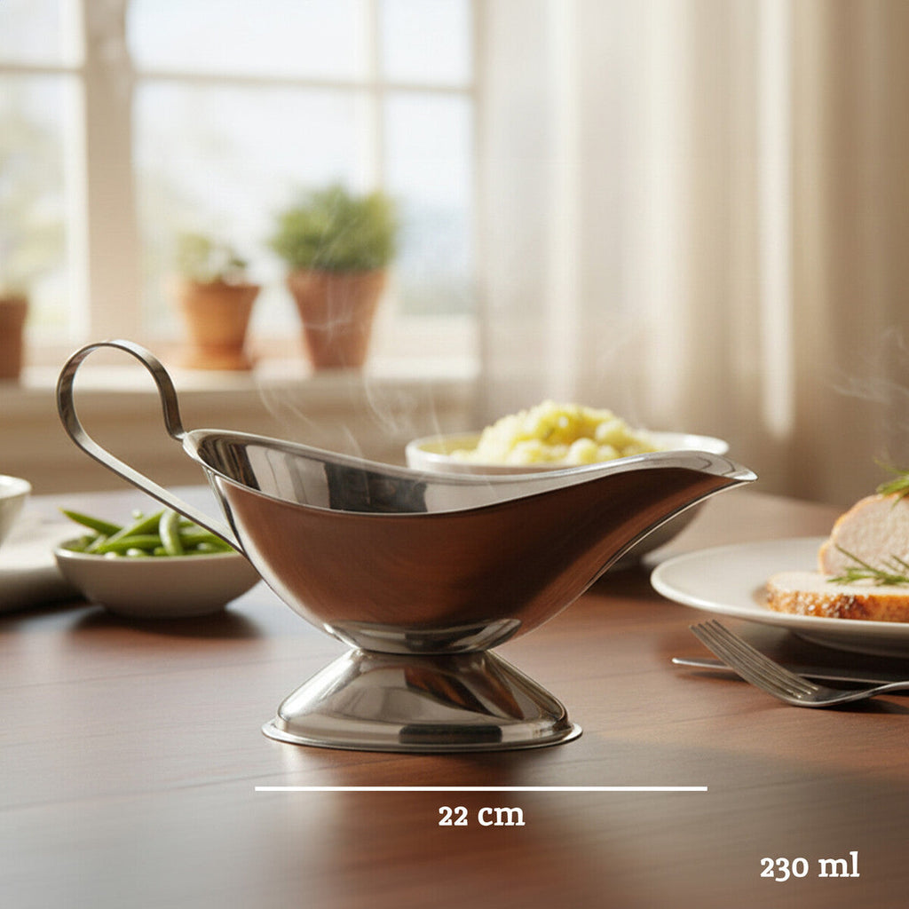 Orsina Sutton Stainless Steel Gravy Boat – 8oz Polished Sauce Server