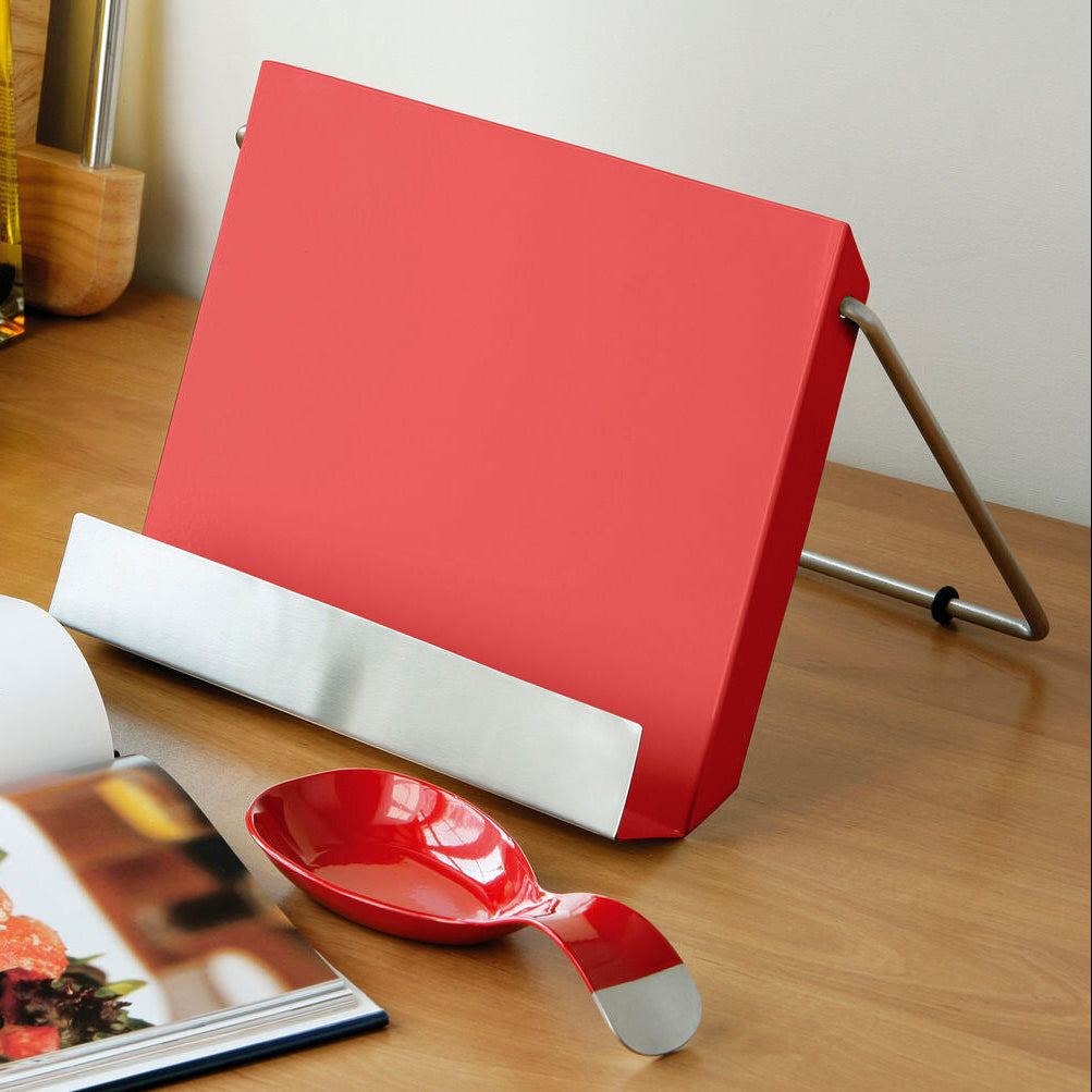 Orsina Red Enamel Recipe Stand | Foldable Metal Cookbook Holder
