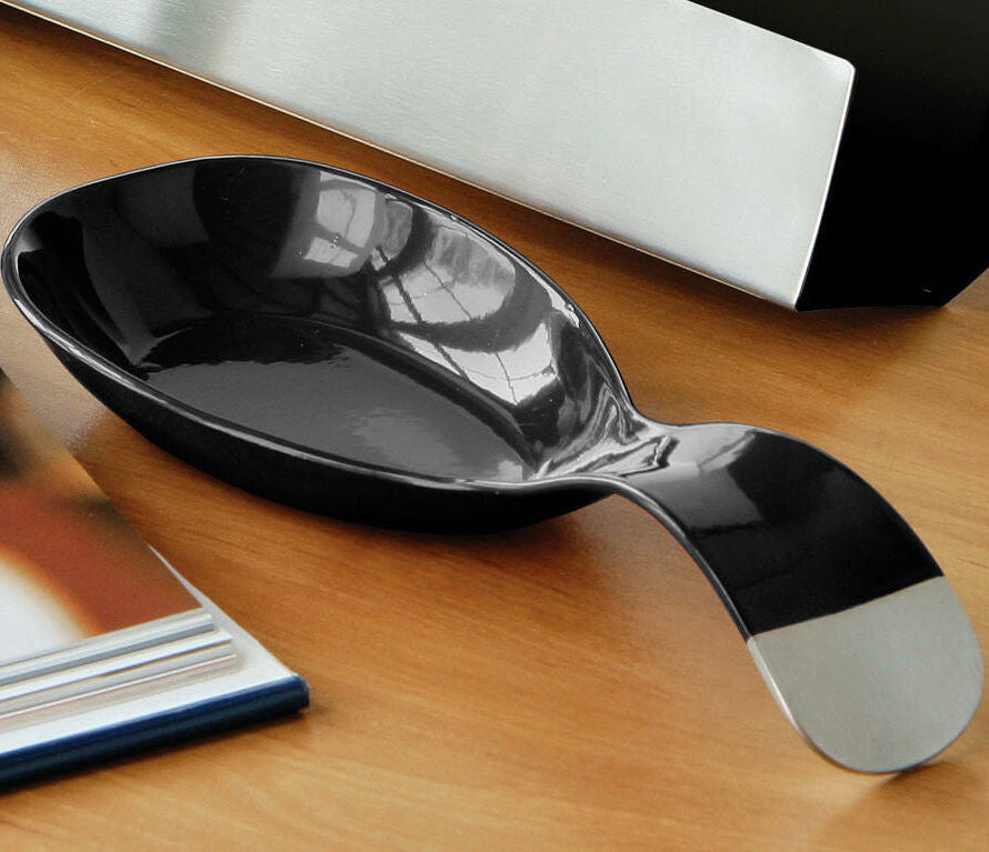 Orsina Black Enamel Spoon Rest – Heat Resistant Kitchen Utensil Holder