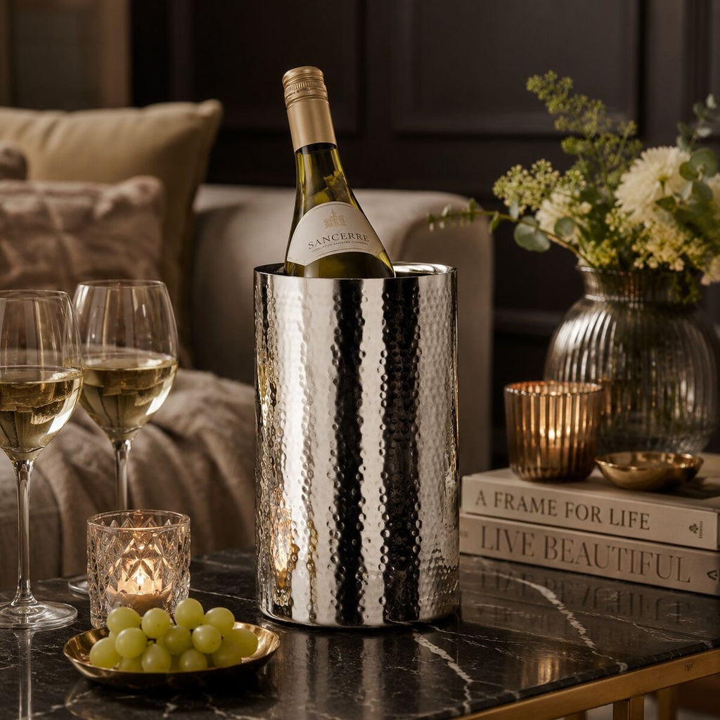 Orsina Stainless Steel Hammered Wine Cooler | Champagne Chiller
