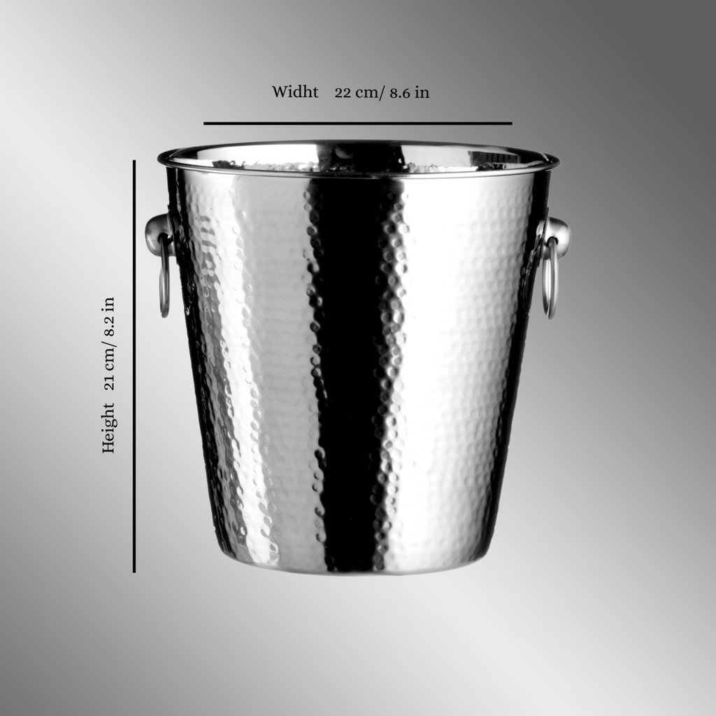 Orsina Hammered Stainless Steel Champagne Bucket | Silver Wine Cooler