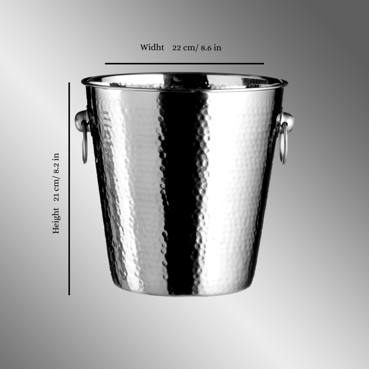 Orsina Hammered Stainless Steel Champagne Bucket | Silver Wine Cooler