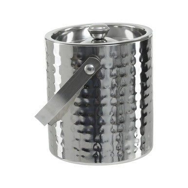 Orsina Martel Hammered Stainless Steel Ice Bucket with Lid and Handle