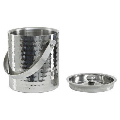 Orsina Martel Hammered Stainless Steel Ice Bucket with Lid and Handle