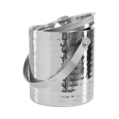 Orsina Martel Hammered Stainless Steel Ice Bucket with Lid and Handle