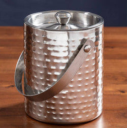 Orsina Martel Hammered Stainless Steel Ice Bucket with Lid and Handle