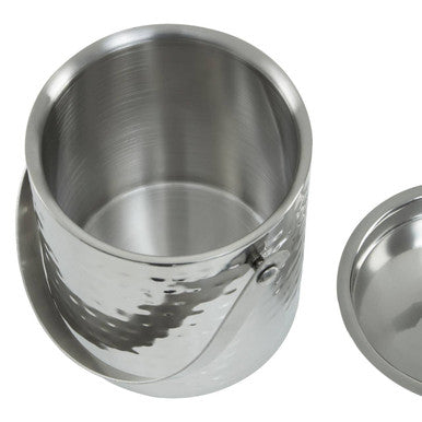 Orsina Martel Hammered Stainless Steel Ice Bucket with Lid and Handle