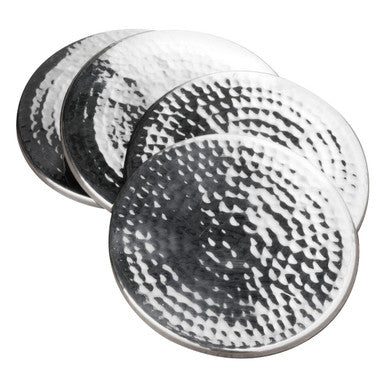Orsina Stainless Steel Coasters – Set of 4 Hammered Metal Drinkware