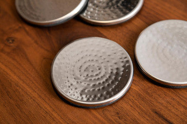 Orsina Stainless Steel Coasters – Set of 4 Hammered Metal Drinkware