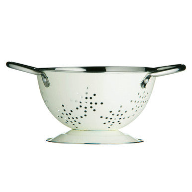 Orsina Mini Colander – Retro Cream Enamel Stainless Steel Berry Rinser