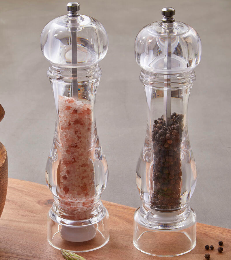 Orsina Cody Large Acrylic Salt and Pepper Mill Set | Clear Grinders