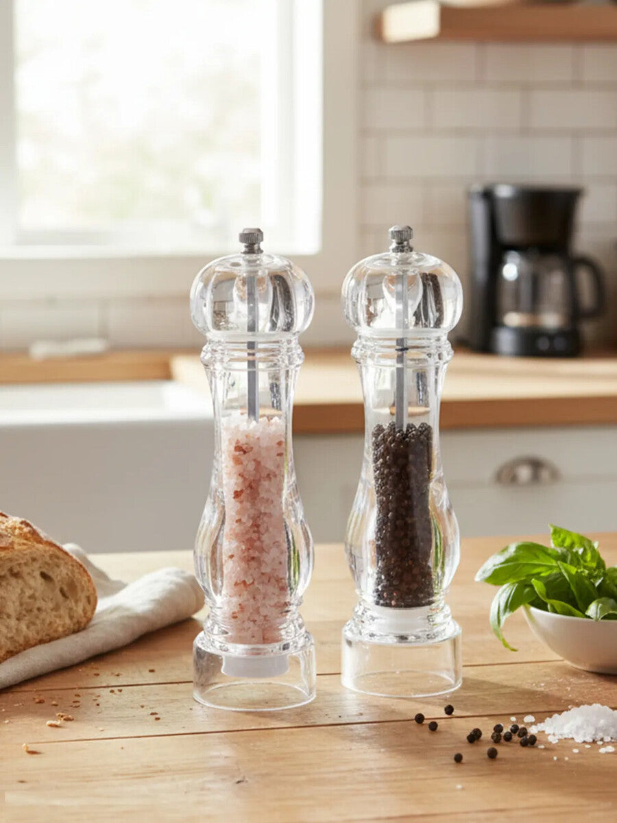 Orsina Cody Large Acrylic Salt and Pepper Mill Set | Clear Grinders