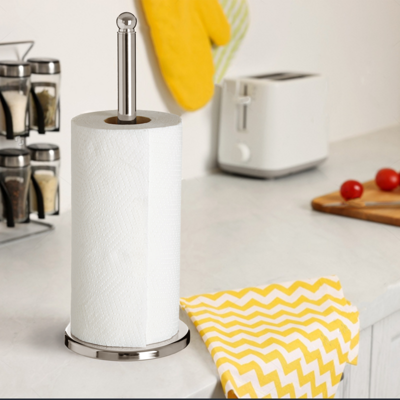 Orsina Hirano Chrome Kitchen Roll Holder – Durable Metal Paper Towel Stand