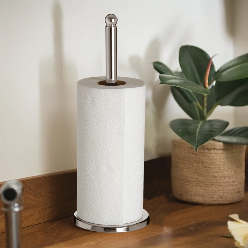 Orsina Hirano Chrome Kitchen Roll Holder – Durable Metal Paper Towel Stand
