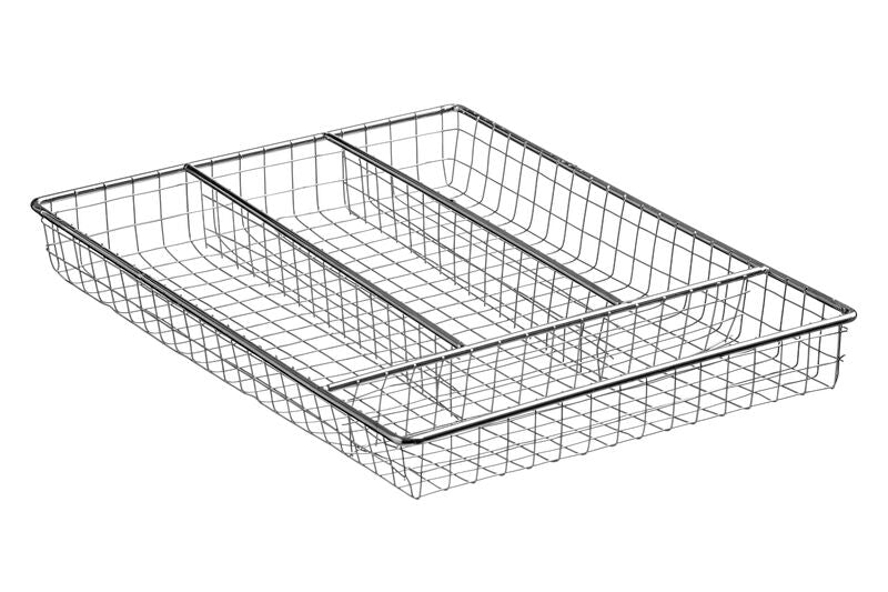 Orsina Esme Chrome Cutlery Tray | 4-Compartment Metal Drawer Organizer