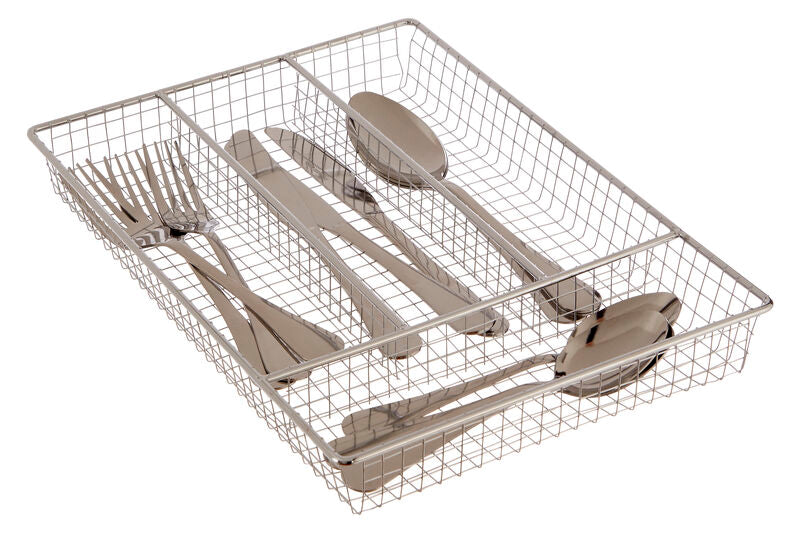 Orsina Esme Chrome Cutlery Tray | 4-Compartment Metal Drawer Organizer