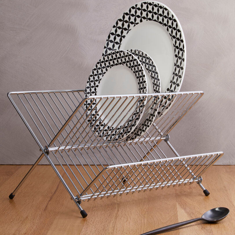 Orsina Small Chrome Folding Dish Drainer | Stainless Steel Sink Rack